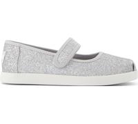 TOMS Girl's Nora Mary Jane Flat, Silver Iridescent Glimmer, 4 UK
