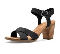 TOMS Sandali da donna Maiorca con tacco ritagliato, tessuto nero melange, taglia 36