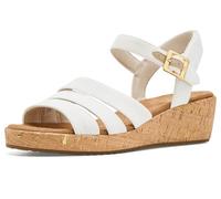 TOMS Sandali Julia da donna con zeppa, tessuto fiammato bianco, 36