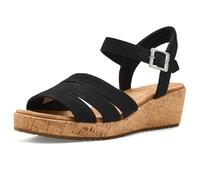 TOMS Sandali Julia da donna con zeppa, tessuto fiammato nero, taglia 39