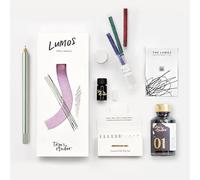 Tom's Studio Lumos Pro - Penna con sistema creativo ricaricabile, include inchiostro nero intenso (50 ml), punte a punta fine da 0,05 mm (3 pezzi), serbatoi di ricambio e contenitore, penna fine e