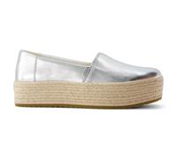 Toms Valencia Scarpe Donna Argento In Pelle Espadrilles Casual Slip On