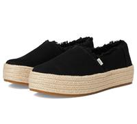 TOMS Valencia, Zeppa Donna, Black Wide Width Canvas Fray, 38.5 EU
