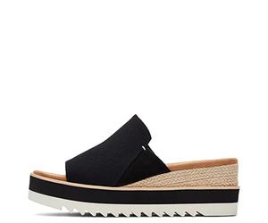 TOMS Women's Diana Mule Wedge Sandal, Black Heavy Canvas, 42 EU
