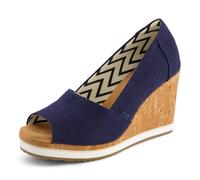 TOMS Women's Essential Wedge Sandal, Navy Heritage Canvas, 41 EU