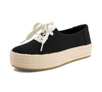 TOMS Women's Valencia Lace Up Espadrille, Black Canvas, 38 EU