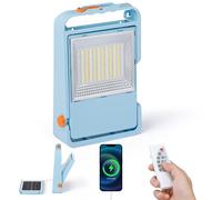Tomshine Faro LED Ricaricabile con Pannello Solare Rimovibile - Faretto da Esterno Solare IPX4, 6000mAh, 5 Modalità, con Telecomando Adatto per Campeggio/Cantieri/Emergenza