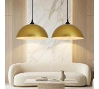 Tomshine Lampadari in ferro dorato moderno - Due set di lampadari semi - circolari Ø30cm, design industriale, supporto E27, adatti per la cucina, il salotto, la sala da pranzo e il corridoio