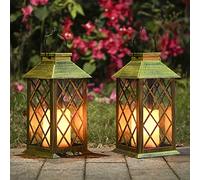 Tomshine Lanterna Solare Giardino Esterno,Effetto Candela Lampade da Esterno IP44 Prato,Decorativo Led Lampade (2 Pz)