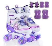 TOMSHOO Pattini a 4 Ruote per Bambini Regolabili con Luci LED e Freno