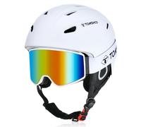 TOMSHOO Set di Casco da Sci, Snowboard, con Occhiali da Sci, para Orecchie, Aperture di Ventilazione, Fodera Rimovibile, Regolabile Casco da Snowboard e Goggle, per Uomo e Donna Unisex