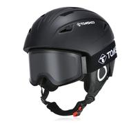 TOMSHOO Set di Casco da Sci, Snowboard, con Occhiali da Sci, para Orecchie, Aperture di Ventilazione, Fodera Rimovibile, Regolabile Casco da Snowboard e Goggle, per Uomo e Donna Unisex
