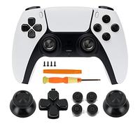 TOMSIN Kit di ricambio per pulsanti in metallo per controller PS5 - thumbsticks in alluminio & O X Square Triangle & Dpad pulsanti accessori compatibili con controller Dualsense (nero)