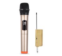 Tomvorks Microfono Wireless Portatile, Microfono Dinamico VHF con Mini Ricevitore, Spina da 6,35 Mm, Nero, Oro, Plastica, FM, VHF, 261,85 MHz, > 100 DB, 2 Batterie AA, 30~50 Metri (Oro)