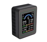 Tomvorks Monitor della qualità Dell'aria 10 in 1 Tester per Schermo a Colori LCD Rilevatore Avviso App CO2 PM2.5 PM10 PM0.3 interno/Temp/Umidità Home Office (Versione Wi-Fi nera MT13W)