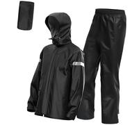 Tomvorks Pantaloni per Giacca da Pioggia d'Acqua Leggera Impostata per Gli Uomini, Attrezzatura da Pioggia Riflettente per Il Ciclismo in Bici Che Corre con Cappuccio Regolabile, Fodera in (M)