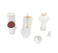 Tomvorks Set da Bagno per Casa delle Bambole 1:12 Bellissimi Mobili in Miniatura in Porcellana per Accessori e Decorazioni Casa delle Bambole 5 Pezzi