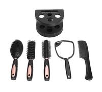 Tomvorks Set di Spazzole per Capelli 5 Pezzi con Specchio e Supporto per Viaggi e Uso Domestico, Pettini in ABS Multifunzionali Tutti i di Capelli