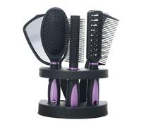 Tomvorks Set di Specchietti Professionali per Pettini per Capelli 5 Pezzi Strumenti lo Styling e Supporto Parrucchiere (Viola)