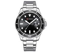 Tomvorks Uomini Al Quarzo Guarda L'orologio da Polso Analogico Luminoso Classico con Calendario a Banda in Acciaio Inossidabile (Silver Watchband e quadrante nero)