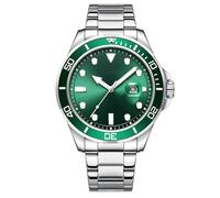 Tomvorks Uomini Al Quarzo Guarda L'orologio da Polso Analogico Luminoso Classico con Calendario a Banda in Acciaio Inossidabile (Verde)