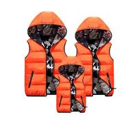 Tomwell Donna Gilet con Cappuccio Trapuntato Autunno Invernali Smanicato Mode Casual Confortevole con Cerniera Outerwear Vestito Coordinato per La Famiglia Cappotto Imbottito B Arancione XXL
