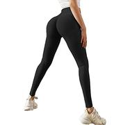 Tomwell Leggings Sportivi Donna Pantaloni Anticellulite Vita Alta Leggins Yoga Push Up Pants Fitness Abbigliamento Leggings da Corsa per Palestra Pilates Nero XS