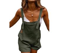 Tomwell Salopette Donna Tuta Corto Tasche Jeans Ragazza Moda Sciolto Tuta da Donna Pantaloncini Streetwear Pagliaccetto Casual A Verde M