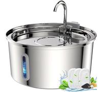 TOMXCUTE 3,2 litri Fontana Per Gatti, Fontanella per Gatti In Acciaio Inossidabile, a Forma di Rubinetto, Lavabile in Lavastoviglie, Pompa Silenziosa, Doppio Filtro