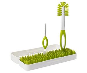 Tomy Boon TRIP Travel Drying Rack and Bottle Brushes , Compact Drying Rack with Bottle Brush and Breast Pump Brushes, Green