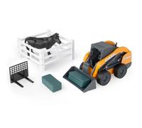 TOMY Case IH - Set da gioco con minipale, scala 1:16, licenza ufficiale | Minipala con luci e suoni, secchio e forcella intercambiabili, balle di fieno, sterzo e recinzione, giochi all'aperto al