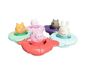 TOMY Toomies Peppa's Pool Party - 5 bicchieri ad anelli con 5 squirter d'acqua Peppa Pig & Friends, giocattolo da bagno + 18 mesi - giocattolo da bagno per bambini e bambini