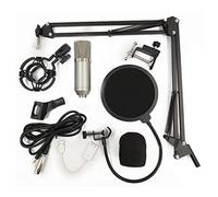 TOMYEJP Bm700 - Kit microfono professionale a sospensione per studio live streaming Broadcasting registrazione microfono a condensatore set argento e grigio