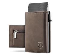Tomylv Portafoglio Uomo, RFID Magnetica Portafoglio Uomo Slim, Porta Carte di Credito Uomo - ID Window, Tasca portamonete con cerniera, Scomparto per Banconota - Marrone