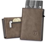 Tomylv Portafoglio Uomo, RFID Magnetico Chiusura Portafoglio Uomo Slim, Porta Carte di Credito - ID Window, Tasca portamonete con cerniera, Scomparto per Banconota e Confezione Regalo - Marrone