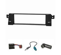tomzz Audio 2404-014 Set di pannelli radio HQ-Optik versione professionale compatibile con BMW Serie 3 E46 nero con adattatore Quadlock ISO Adattatore antenna Fakra DIN ISO