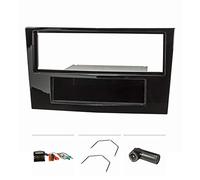 tomzz Audio 2439-059 Set di pannelli radio compatibili con Opel Corsa D Astra H Zafira B Pianoforte laccato nero con adattatore Quadlock ISO Adattatore antenna Fakra alimentazione fantasma DIN ISO ...