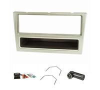 tomzz Audio 2439-074 Set di cornici radio compatibili con Opel Corsa C Combo Omega B Vectra C Meriva opaco-cromatico con adattatore Quadlock ISO Fakra Adattatore antenna Phantom DIN ISO Staffa di s...