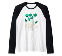 tonalità Tulipano Verde Acqua Chiaro Verde Acqua Grafico Maglia con Maniche Raglan