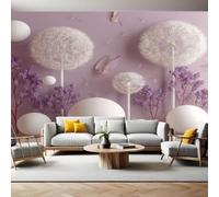 Tonalità Viola Carta da Parati Fiori e denti di leone Fotomurali in TNT Fotomurali Murale alla Moda Decor da Muro Poster Gigante Design Carta per Pareti Ornamento 350 x 250 cm