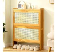 TONAUA Scarpiera Sottile, Armadietto in Rattan, Armadietto per Scarpe con Ante A Ribalta, Scaffale per Scarpe, Organizzatore di Calzature, Mobili per La Casa per Corridoio, Ingresso, Camera da Letto
