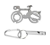TONAUP Mini attrezzo multifunzione per bicicletta, 12 in 1, con fischietto in alluminio, per mountain bike, trekking, campeggio, attrezzi per attività all'aria aperta