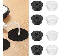 TONAUP Passacavo da scrivania, passacavo flessibile in silicone, foro per cavo, beccucci 25 mm/1 pollice Ø, occhielli da scrivania per computer e ufficio (nero + bianco)