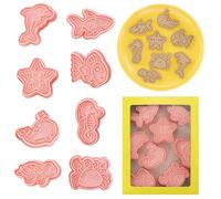 TONAUP Stampini per biscotti in plastica 3D per bambini, 8 stampini per biscotti, biscotti, biscotti, biscotti, decorazioni per torte, fondente e frutta