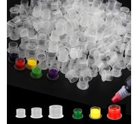 TONBAO 300PCS Tazze di Inchiostro per Tatuaggi con Base Misura Mista #11 Piccola #14 Media #17 Grande Tattoo Ink Cups per Pigmenti Contenitore in Plastica Tazza