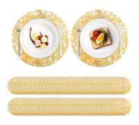 Tondi Sottopiatti Oro | 100 Pezzi Tovagliette Per Tavola Da Cucina E Da Pranzo,Sottobicchiere 33 Cm Foglio Oro Per Festa Riunione Ristorante Cucina Casa Compleanno Matrimonio Evento Vacanza - Per Cuci
