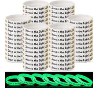Tondiamo Braccialetti cristiani che si illuminano al buio, 20,3 cm, con scritta "Gesù è la luce John 8:12", in silicone, luminoso, regalo per missionari religiosi e chiese