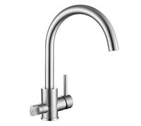 Tondiy Rubinetto da Cucina con Interfaccia Lavastoviglie 3/4", Miscelatore Monocomando per Lavello Girevole a 360°, Rubinetti in Acciaio Inox 304, Aeratore Rimovibile, Spazzolato