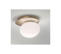 TONDO PLAFONIERA D46 CM METALLO ORO O NERO CON DIFFUSORE A SFERA IN VETRO BIANCO DESIGN MODERNO