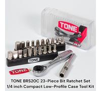 TONE BRS20C 23-Piece Bit Ratchet Set 1/4 di pollice Compact Low-Profile Case ...